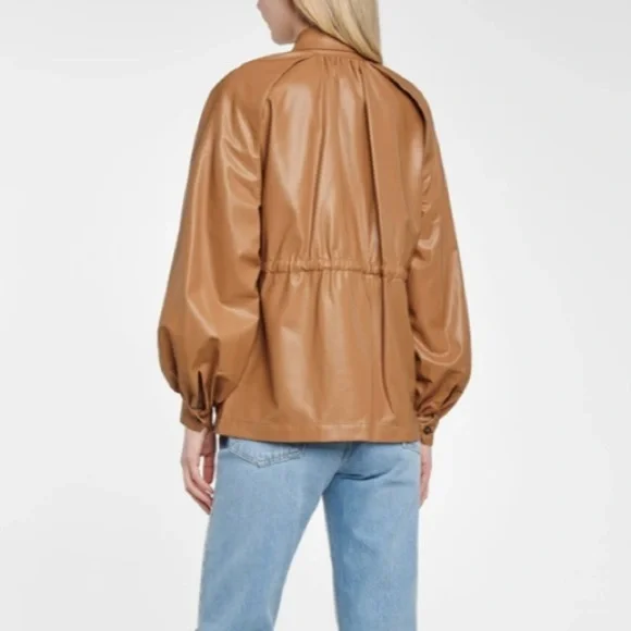 Deveaux New York Ari Camel Brown Vegan Faux Leather Jacket - Picture 3 of 14